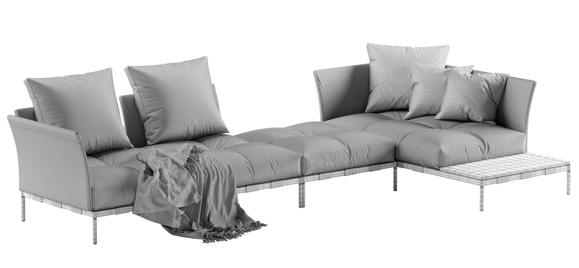 Saba Italia Pixel Light sofa set 3 3D model_8