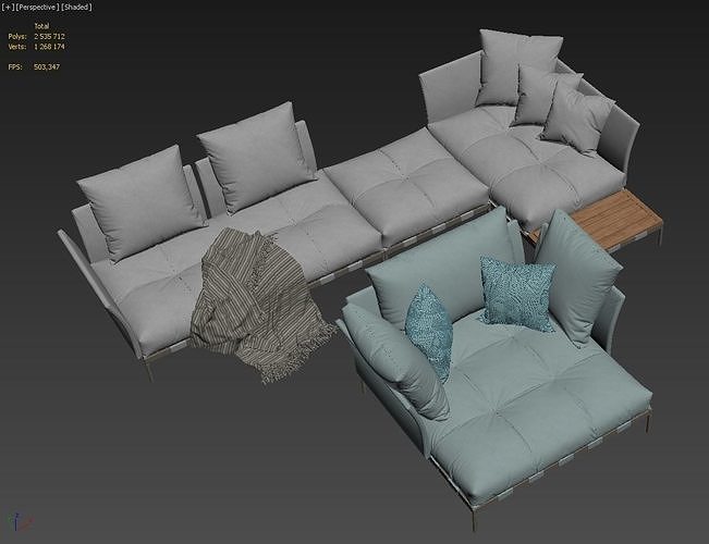 Saba Italia Pixel Light sofa set 3 3D model 4