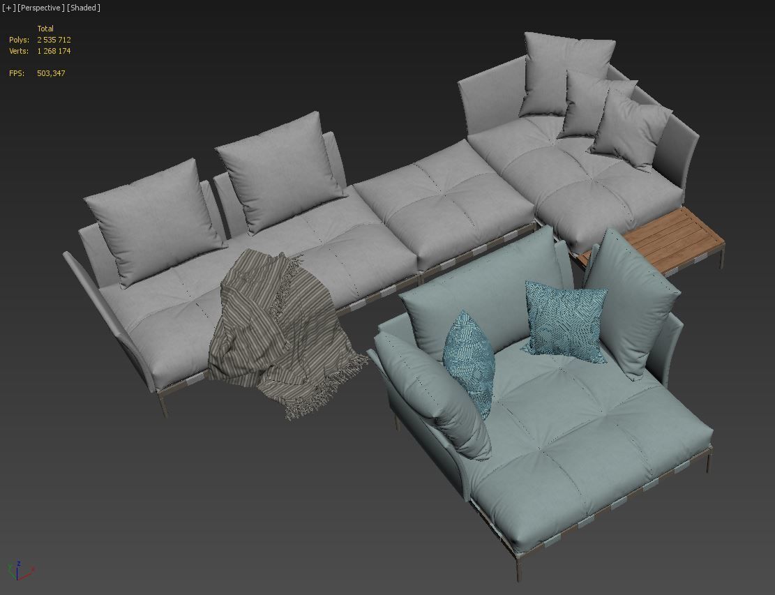 Saba Italia Pixel Light sofa set 3 3D model_3
