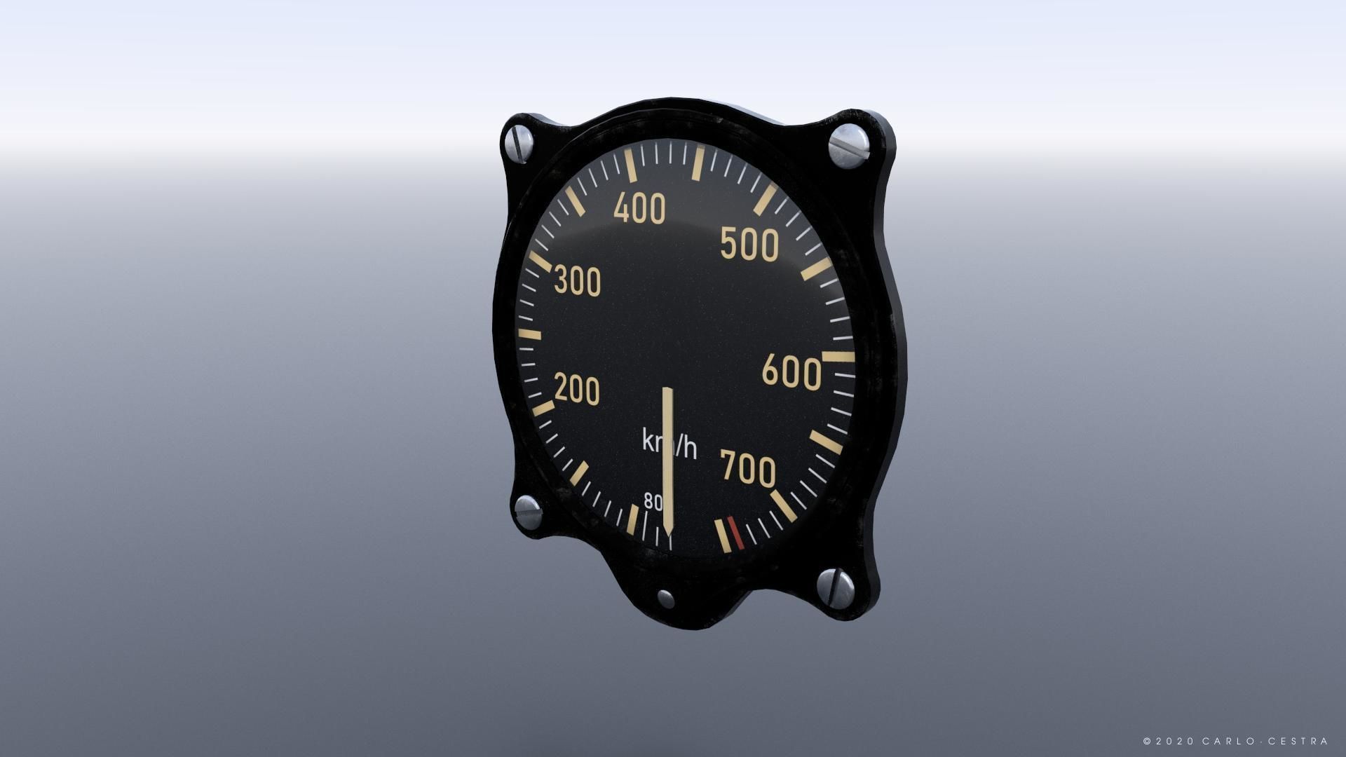 GERMAN AIRSPEED INDICATOR Low-poly 3D model_1