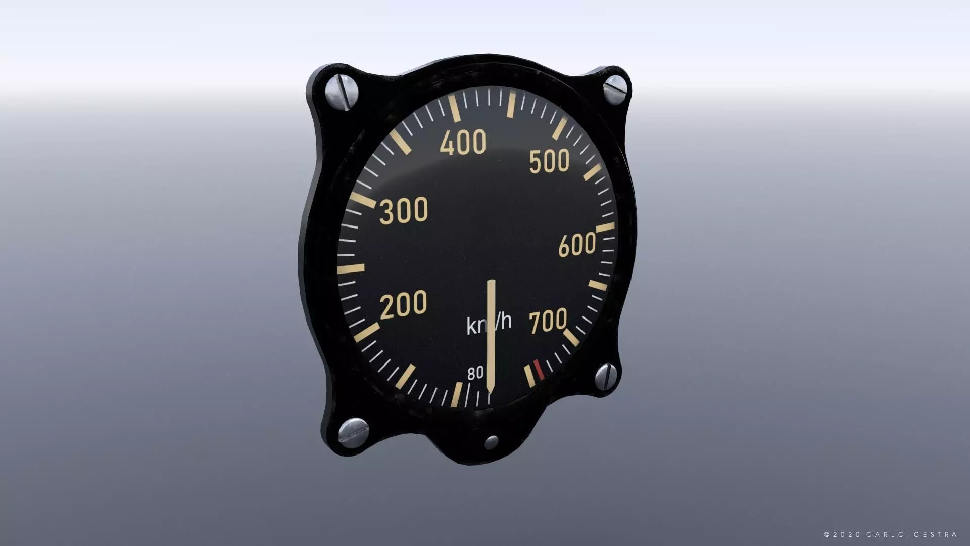 GERMAN AIRSPEED INDICATOR Low-poly 3D model_0