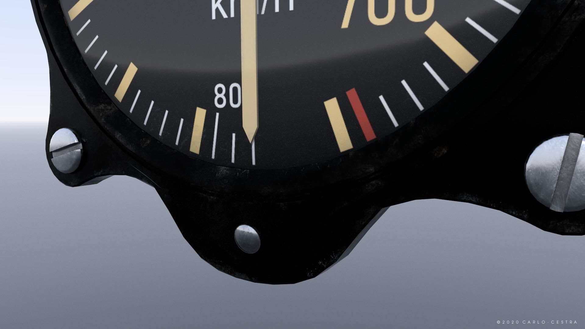 GERMAN AIRSPEED INDICATOR Low-poly 3D model_4