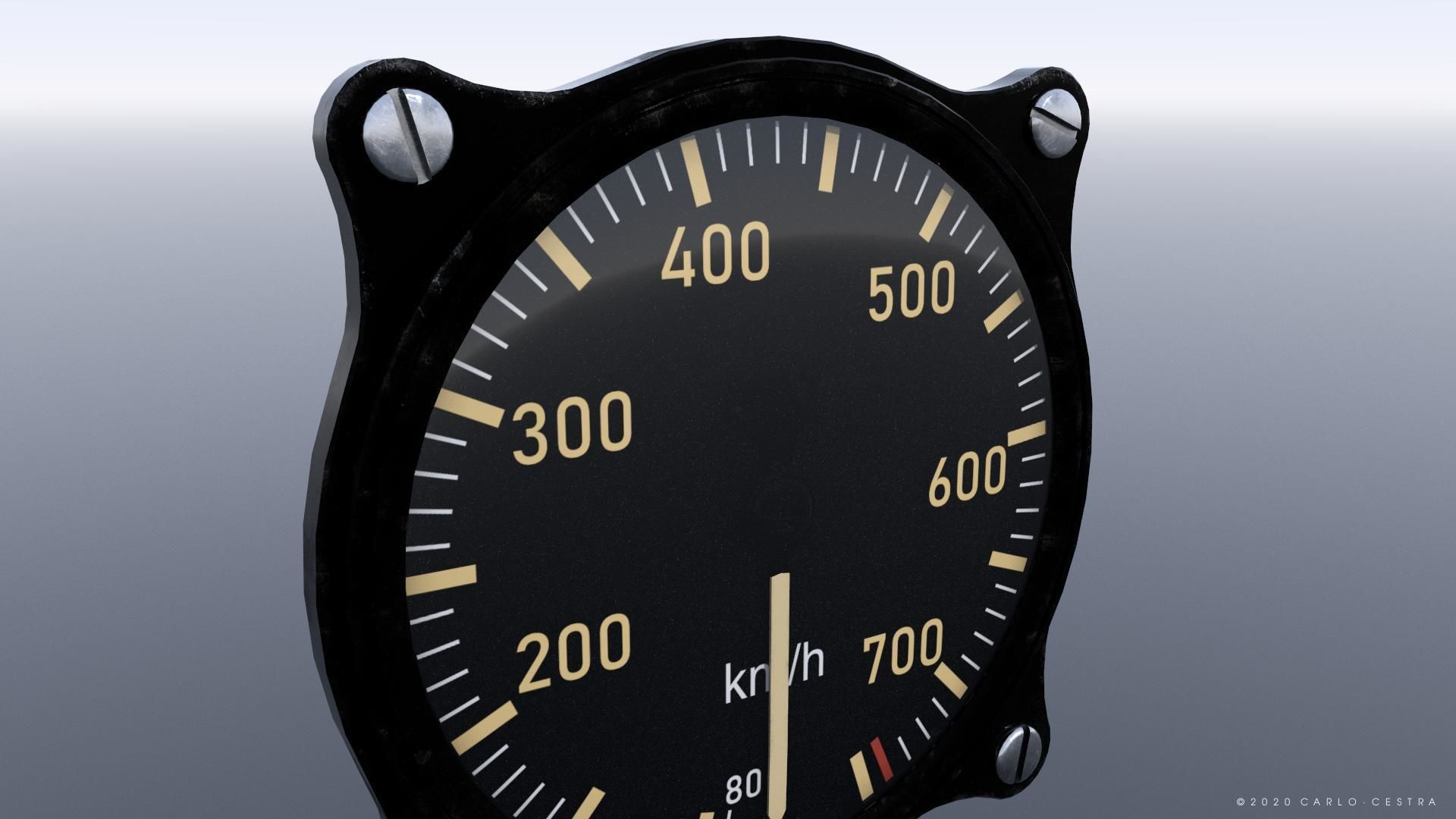 GERMAN AIRSPEED INDICATOR Low-poly 3D model_3