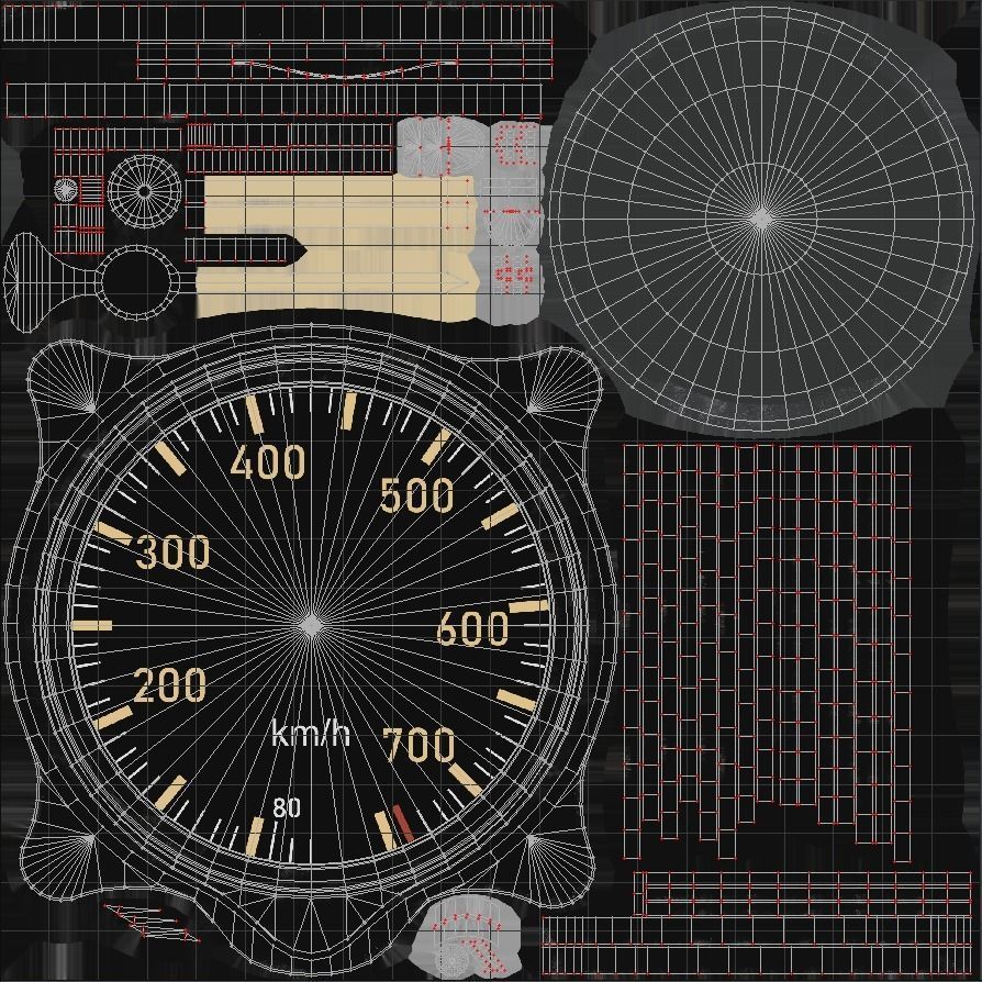 GERMAN AIRSPEED INDICATOR Low-poly 3D model_5