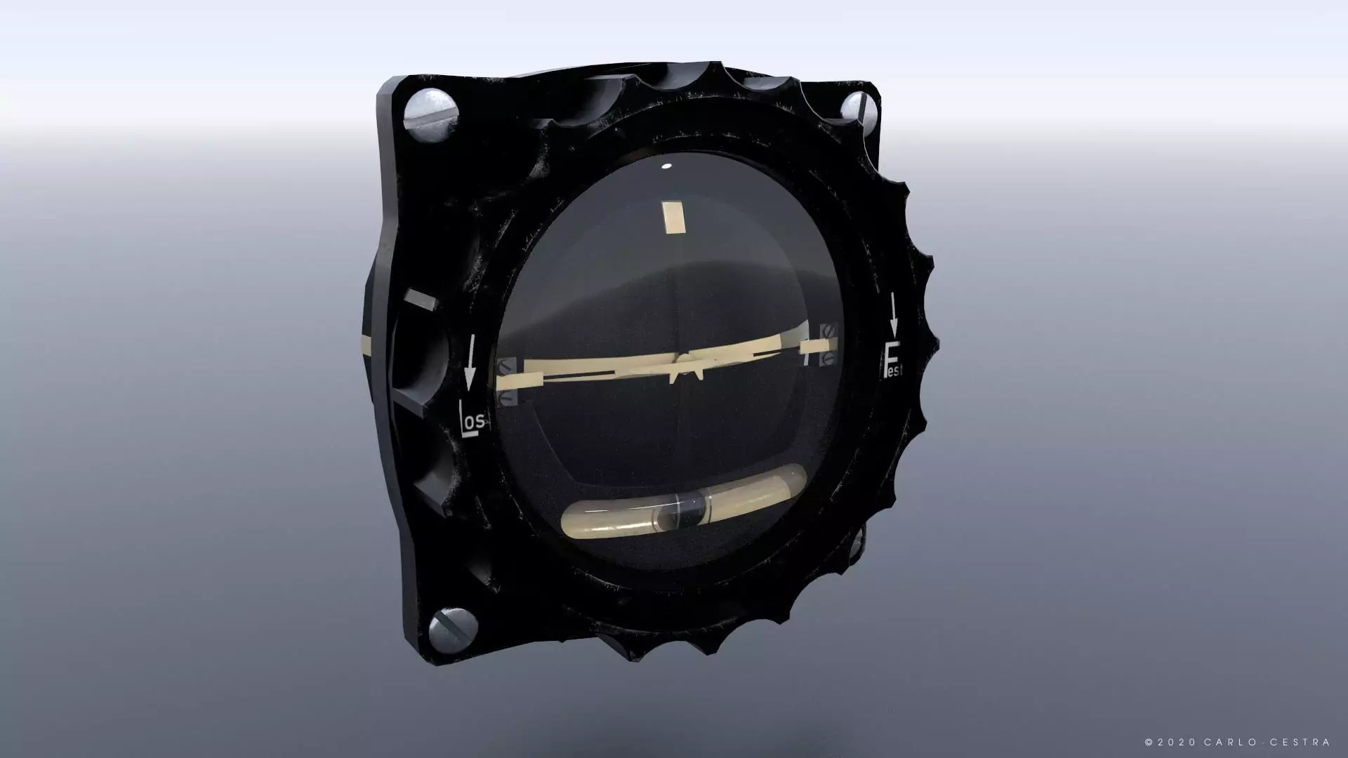 GERMAN ARTIFICIAL HORIZON GAUGE Low-poly 3D model_0