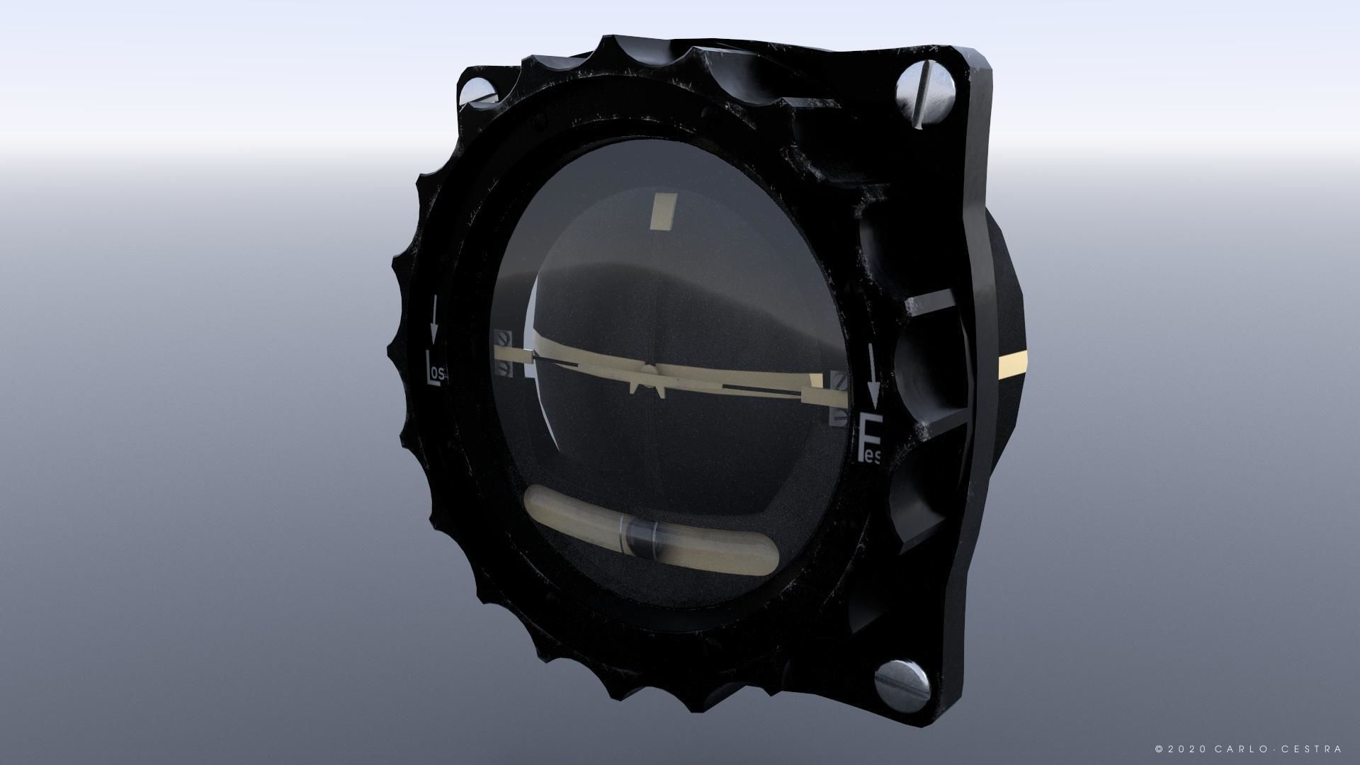 GERMAN ARTIFICIAL HORIZON GAUGE Low-poly 3D model_1