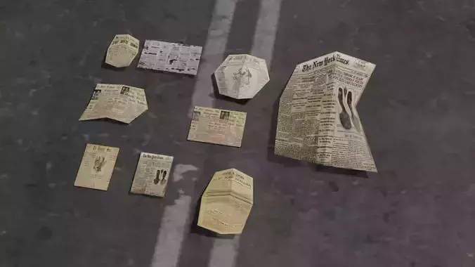 newspaper pieces Free low-poly 3D model