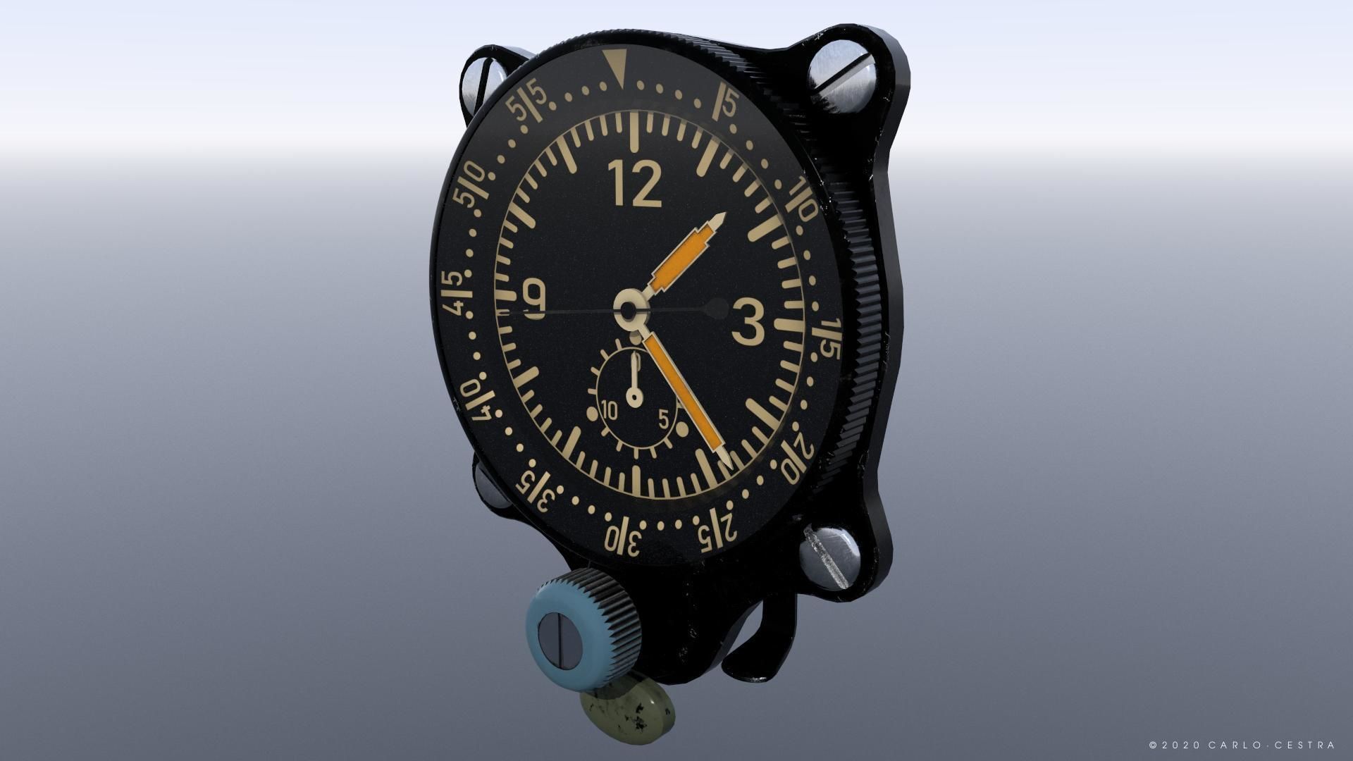 GERMAN CLOCK GAUGE Low-poly 3D model_1