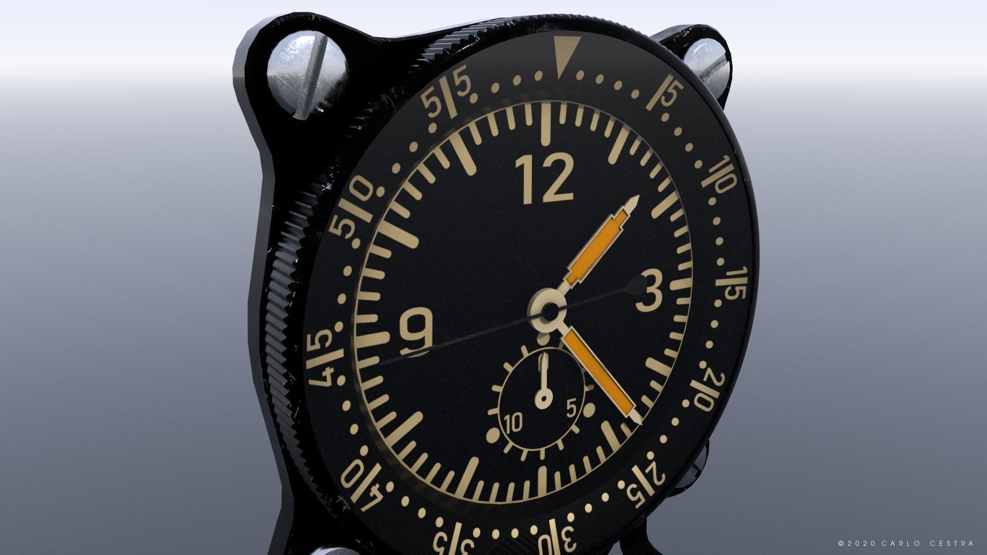 GERMAN CLOCK GAUGE Low-poly 3D model_2
