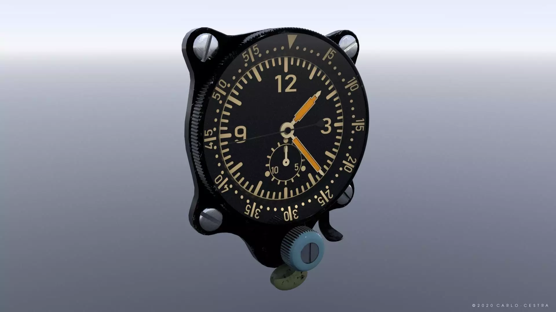 GERMAN CLOCK GAUGE Low-poly 3D model_0