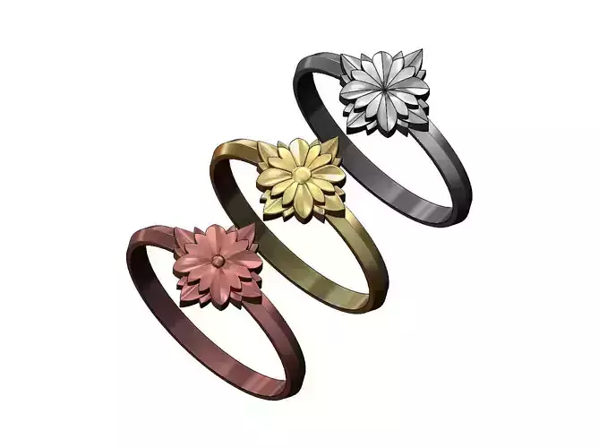 3 Flower Rosette Rings