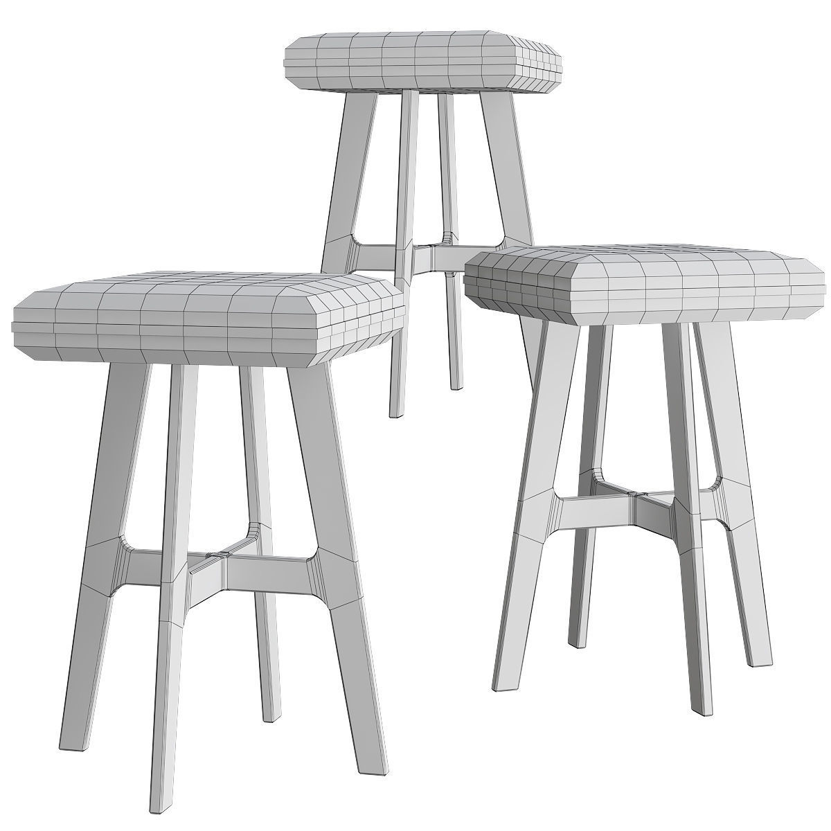 Gypsy 907-O Bar Stool Potocco low poly 3d model Low-poly 3D model_1