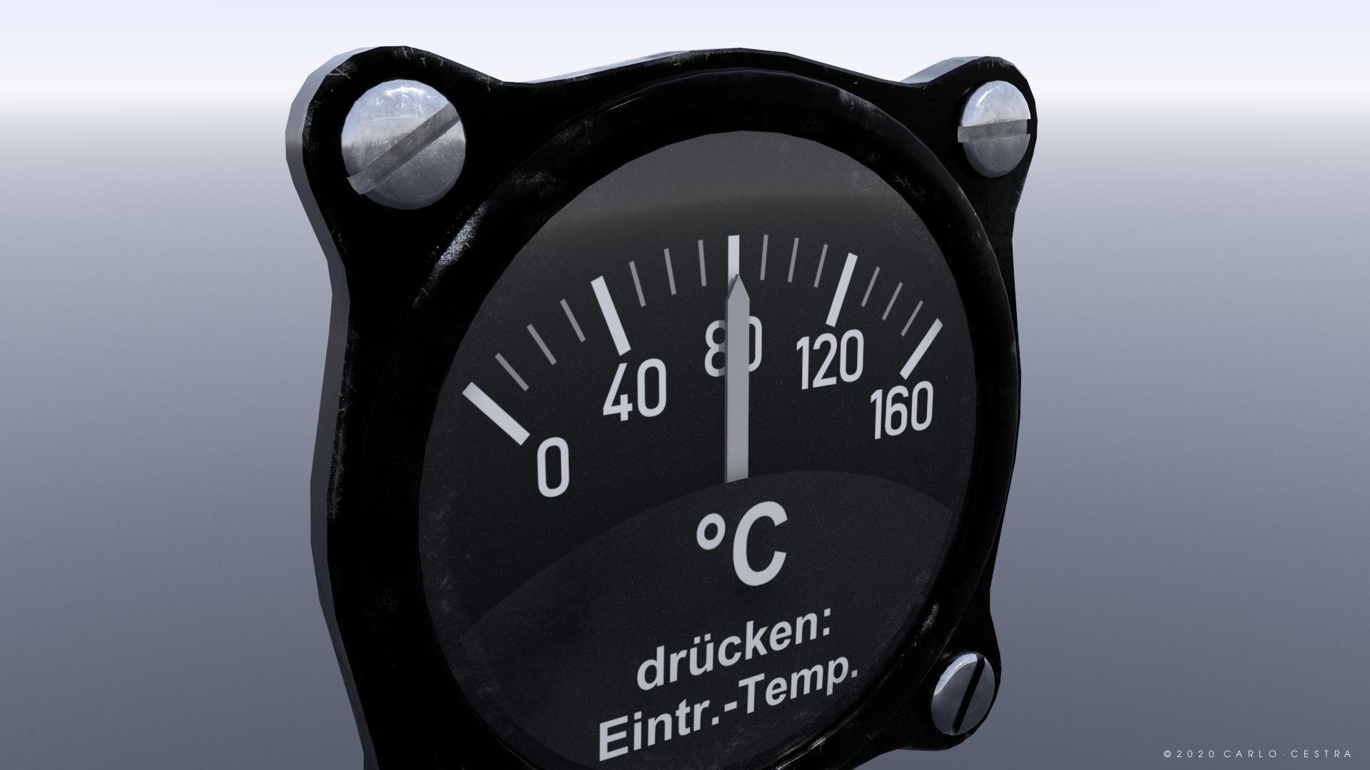 GERMAN OIL TEMPERATURE GAUGE Low-poly 3D model_3