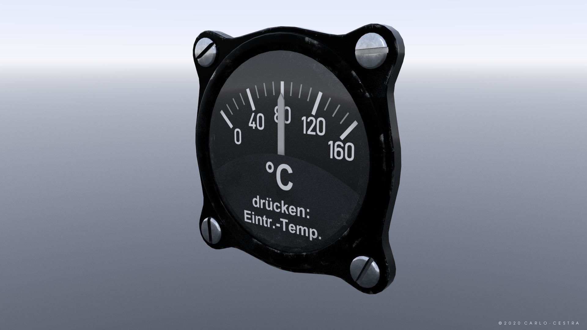 GERMAN OIL TEMPERATURE GAUGE Low-poly 3D model_1