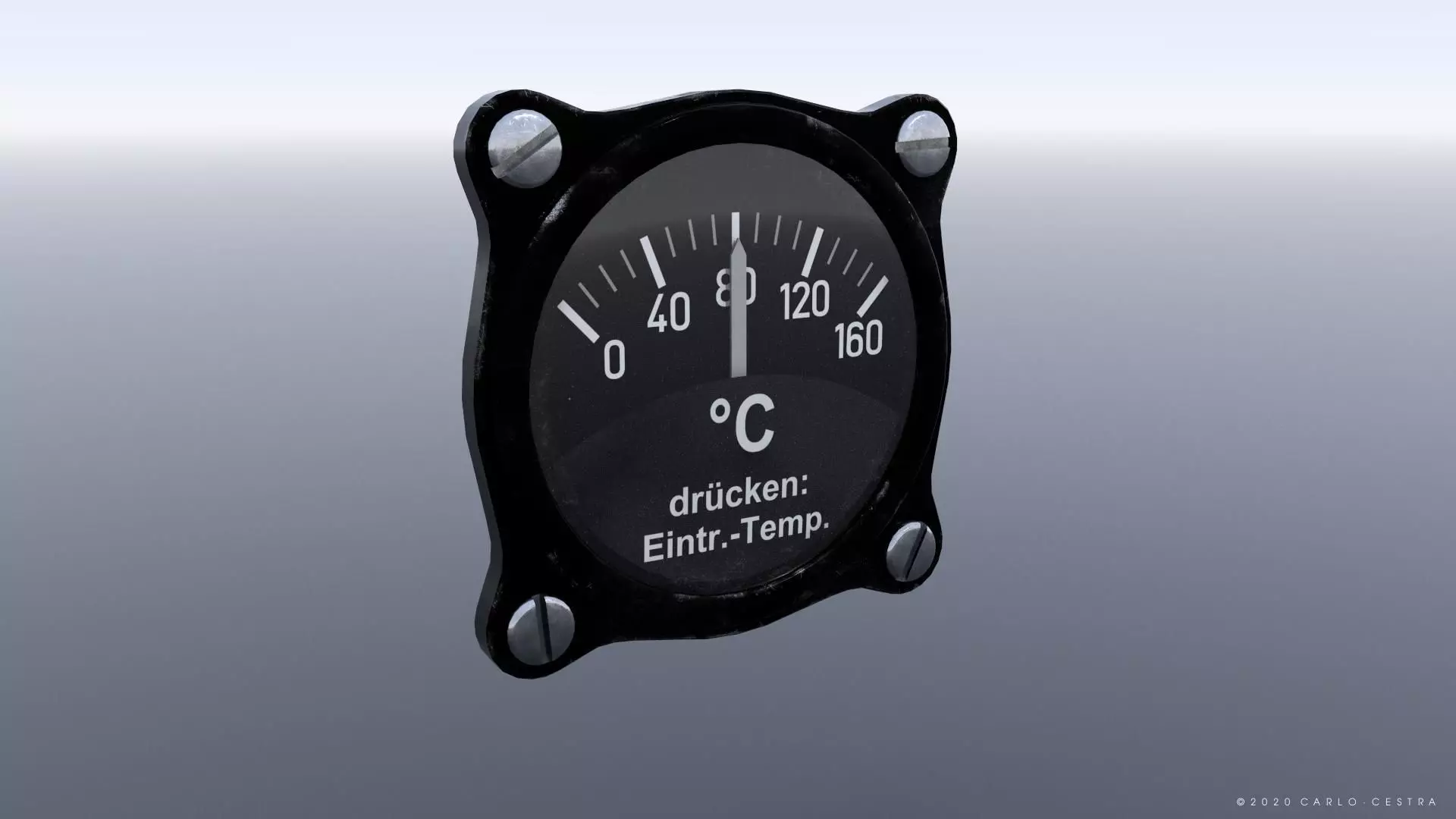 GERMAN OIL TEMPERATURE GAUGE Low-poly 3D model_0
