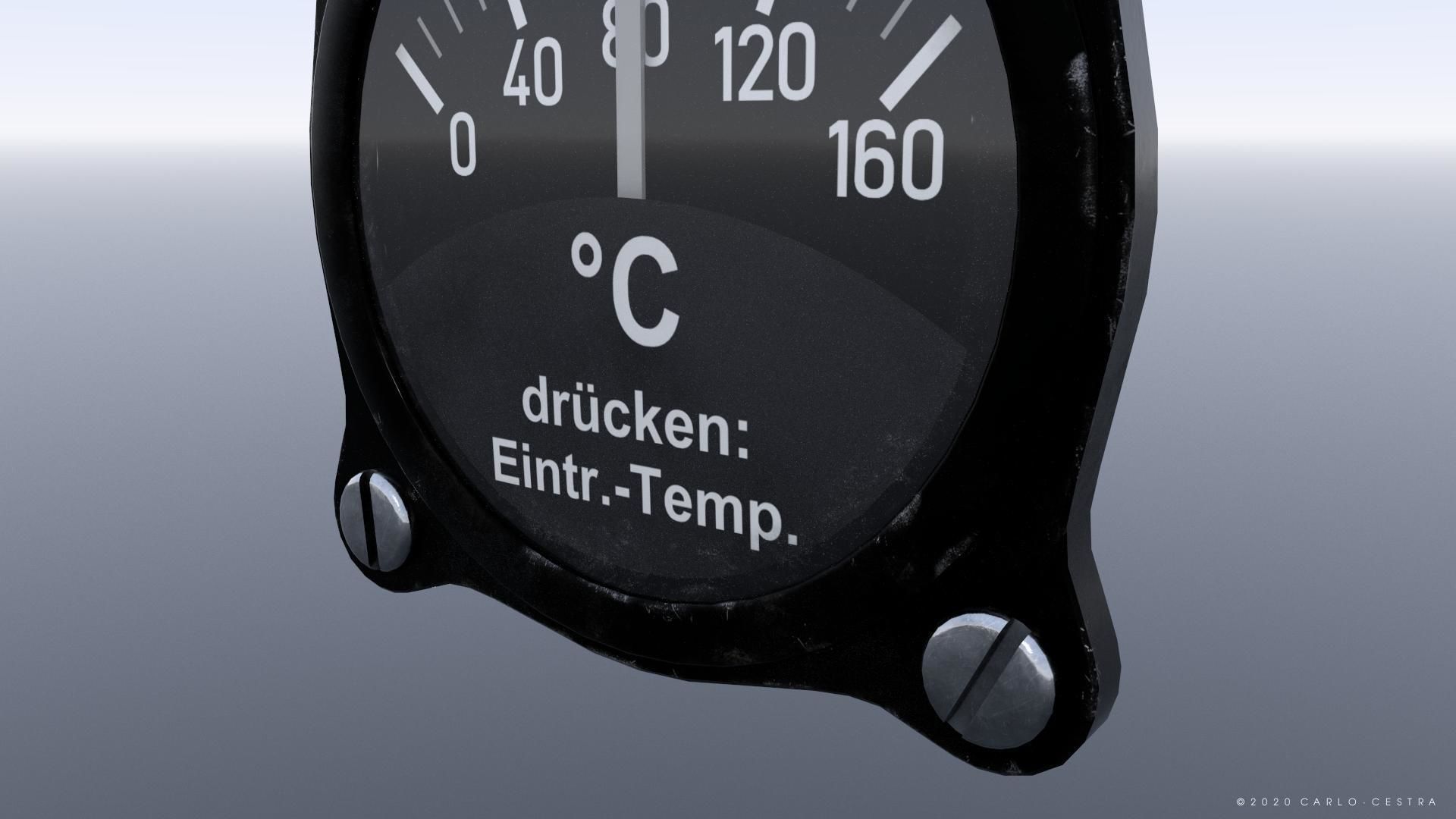 GERMAN OIL TEMPERATURE GAUGE Low-poly 3D model_2