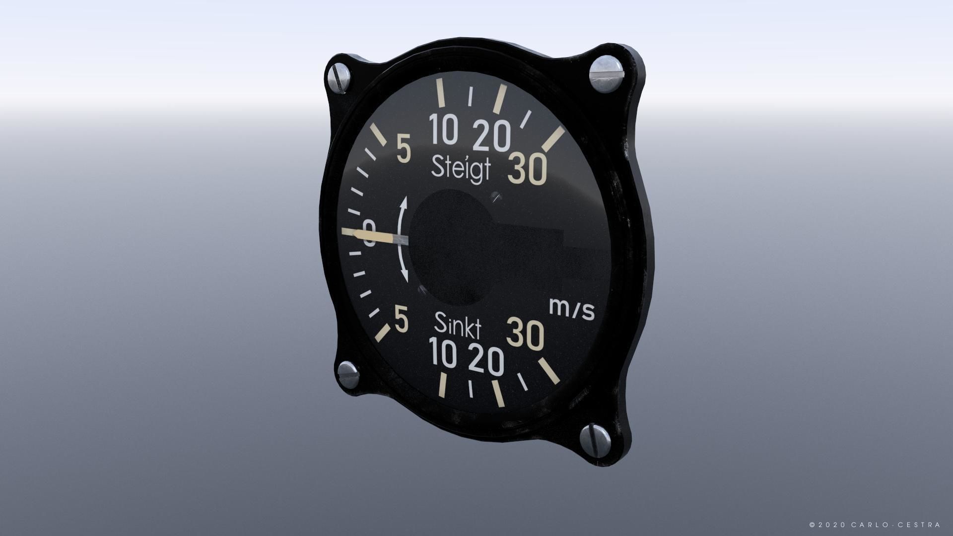 GERMAN RATE OF CLIMB INDICATOR Low-poly 3D model_3