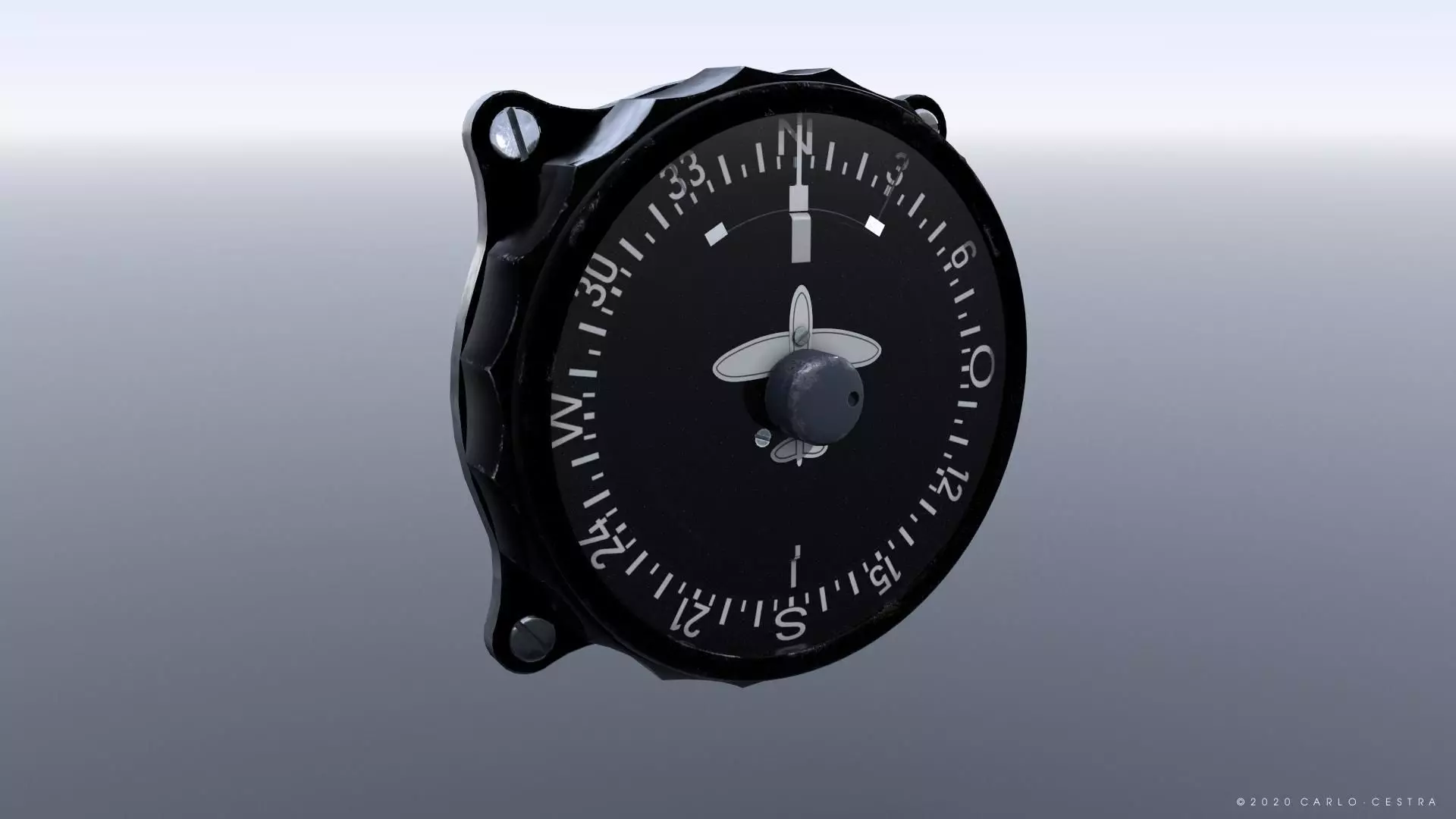 GERMAN REPEATER COMPASS GAUGE Low-poly 3D model_0