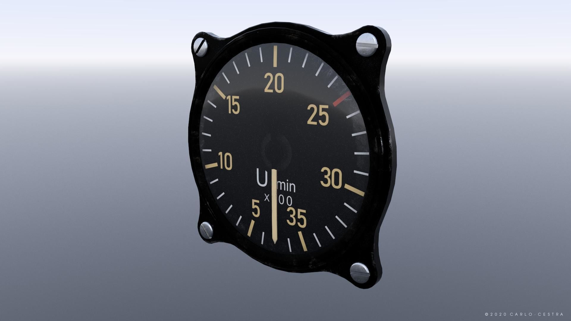 GERMAN TACHOMETER GAUGE Low-poly 3D model_1