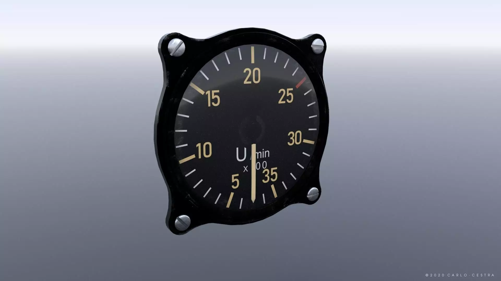 GERMAN TACHOMETER GAUGE Low-poly 3D model_0