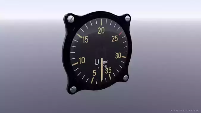 GERMAN TACHOMETER GAUGE Low-poly 3D model