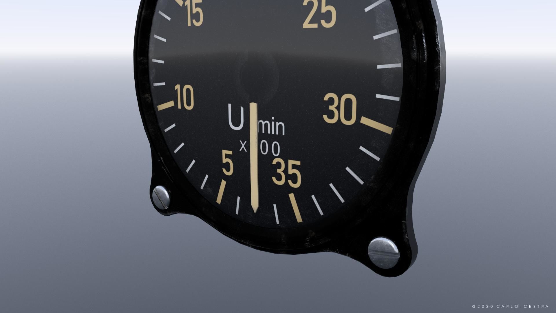 GERMAN TACHOMETER GAUGE Low-poly 3D model_2