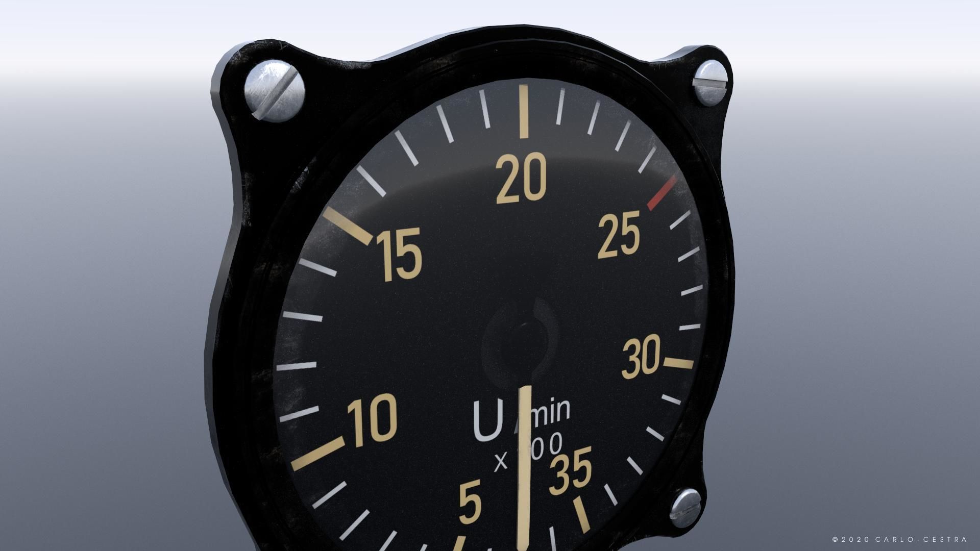 GERMAN TACHOMETER GAUGE Low-poly 3D model_3