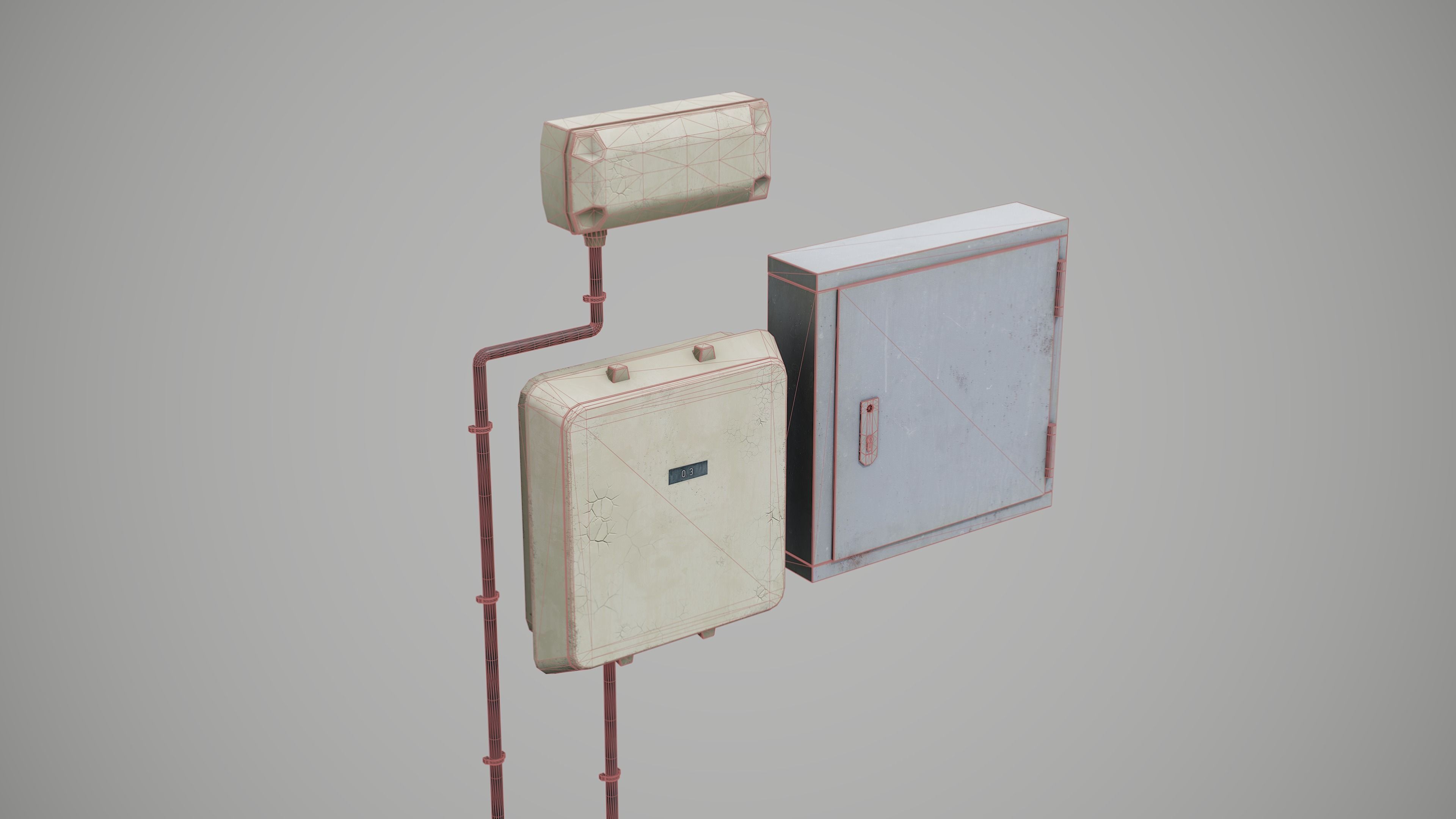 Fusebox electrical box Low-poly 3D model_6
