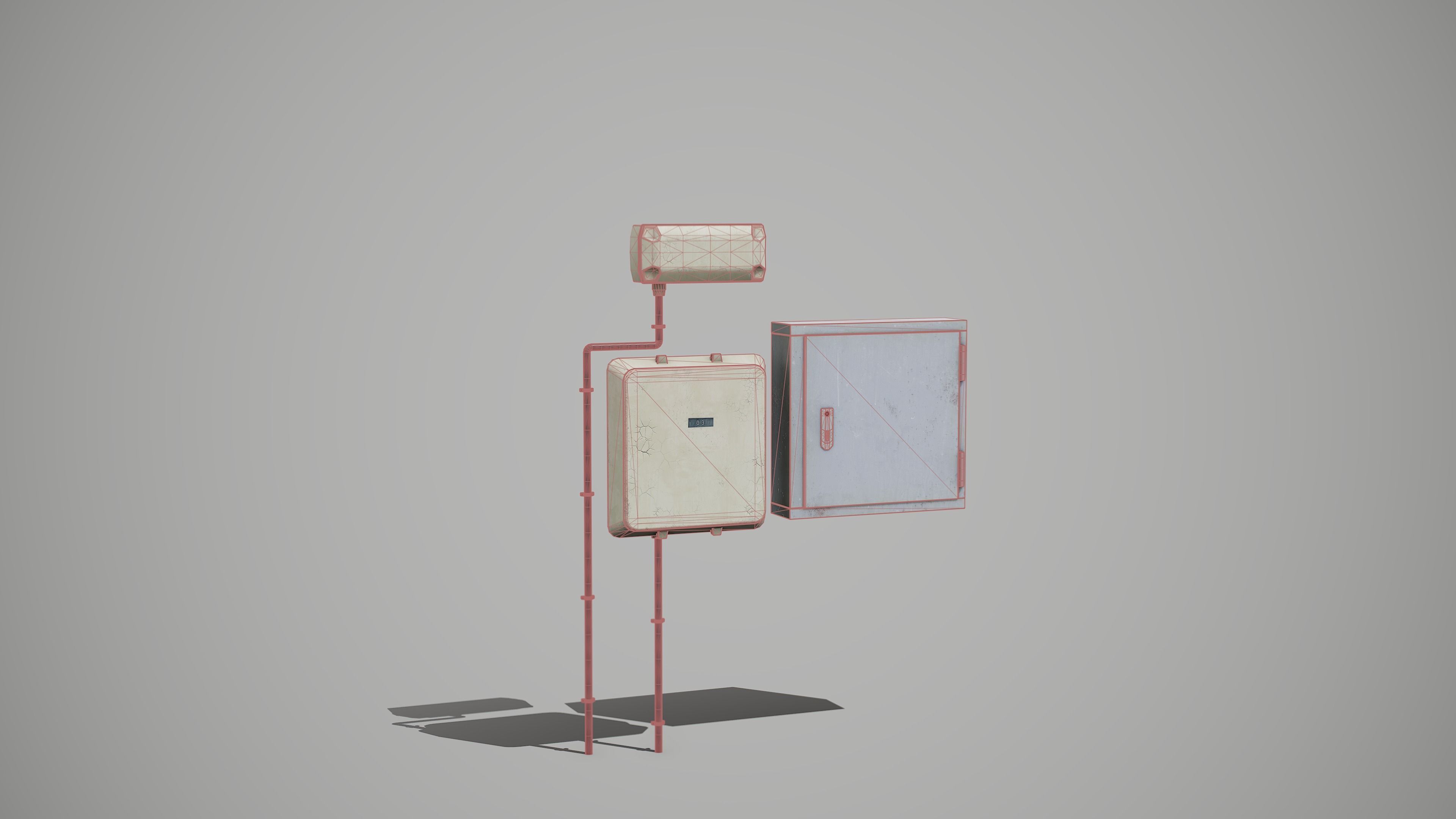 Fusebox electrical box Low-poly 3D model_4