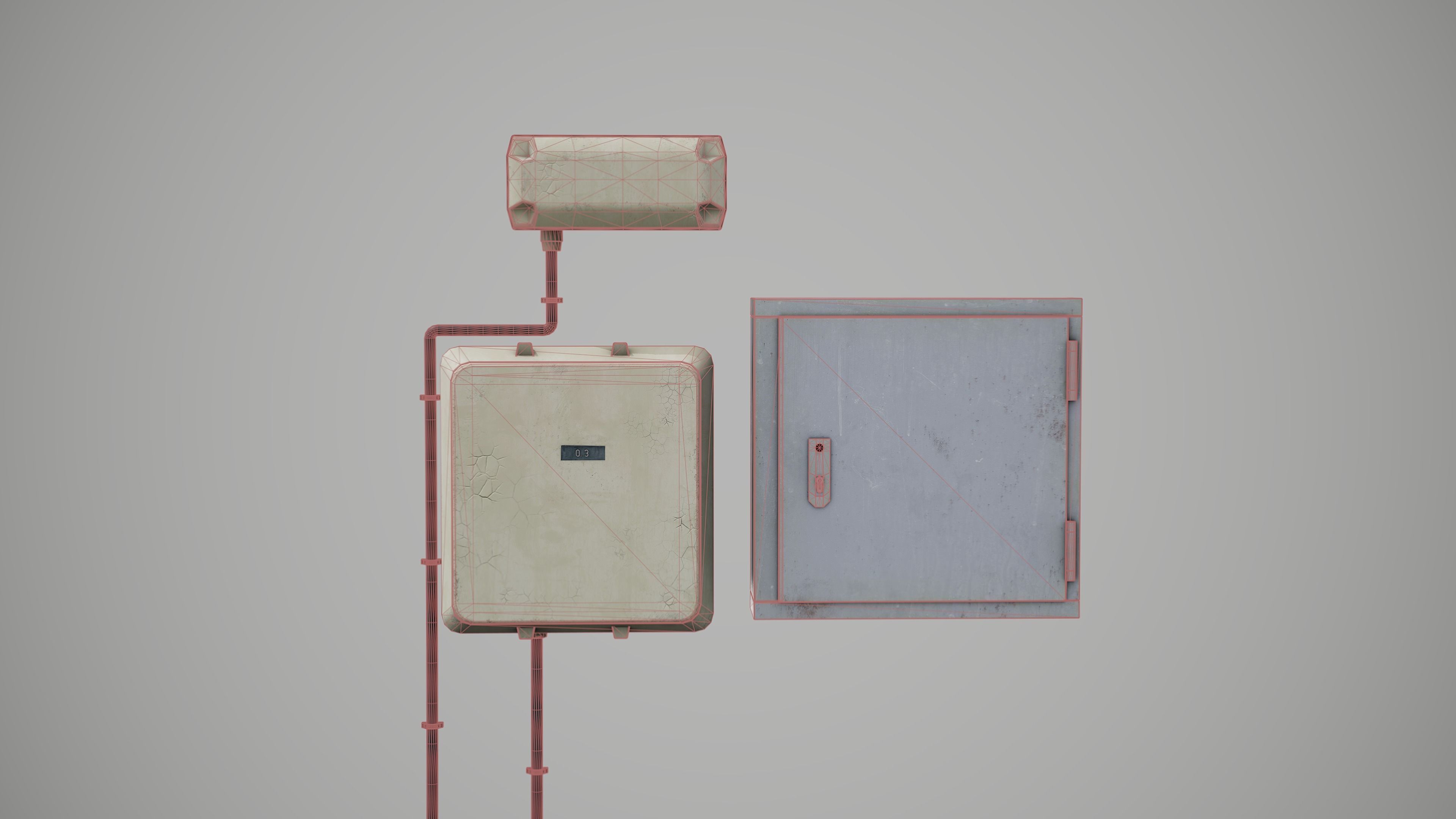 Fusebox electrical box Low-poly 3D model_2