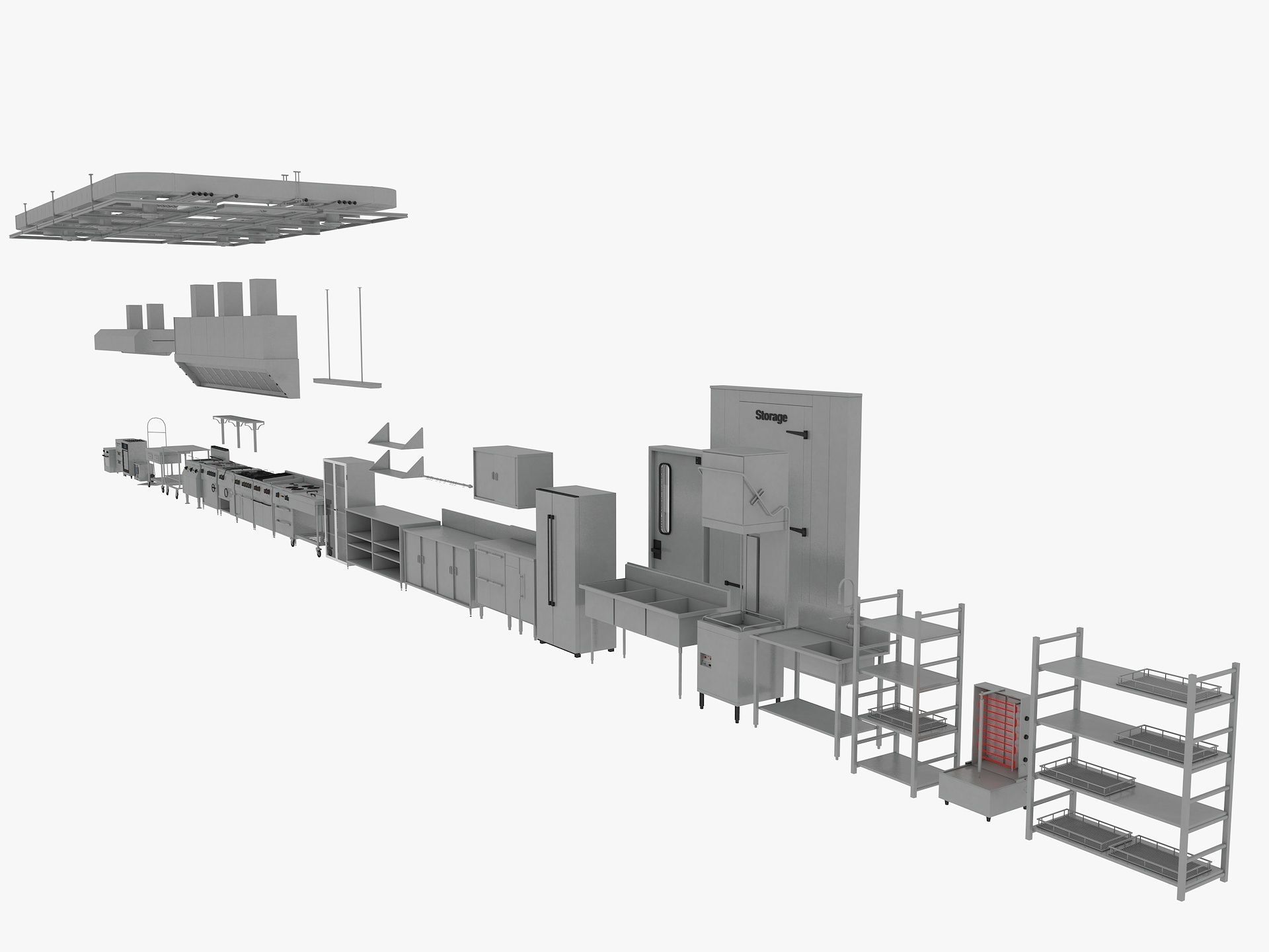 Commercial Kitchen Equipments 3D model_2