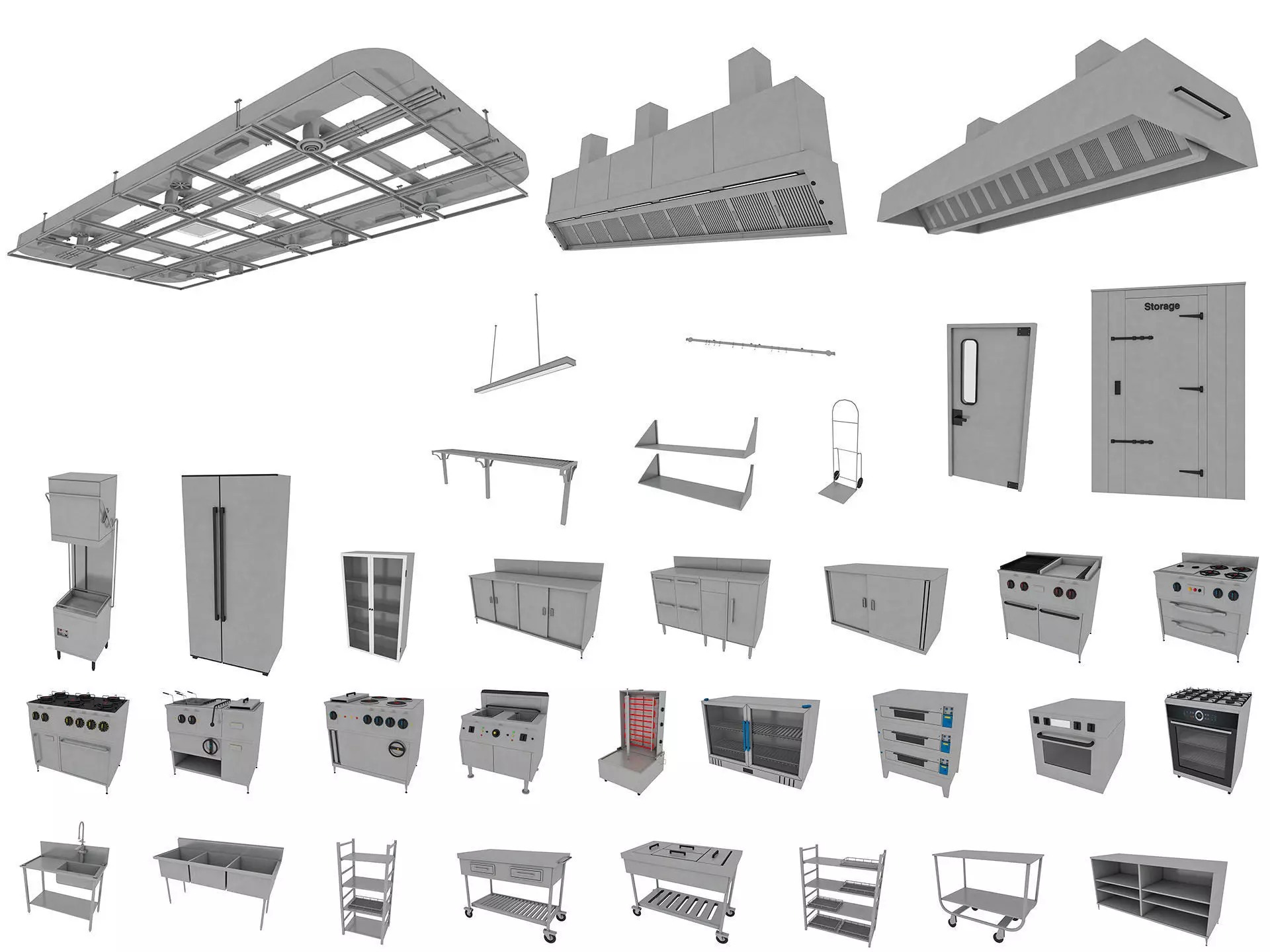 Commercial Kitchen Equipments 3D model_0