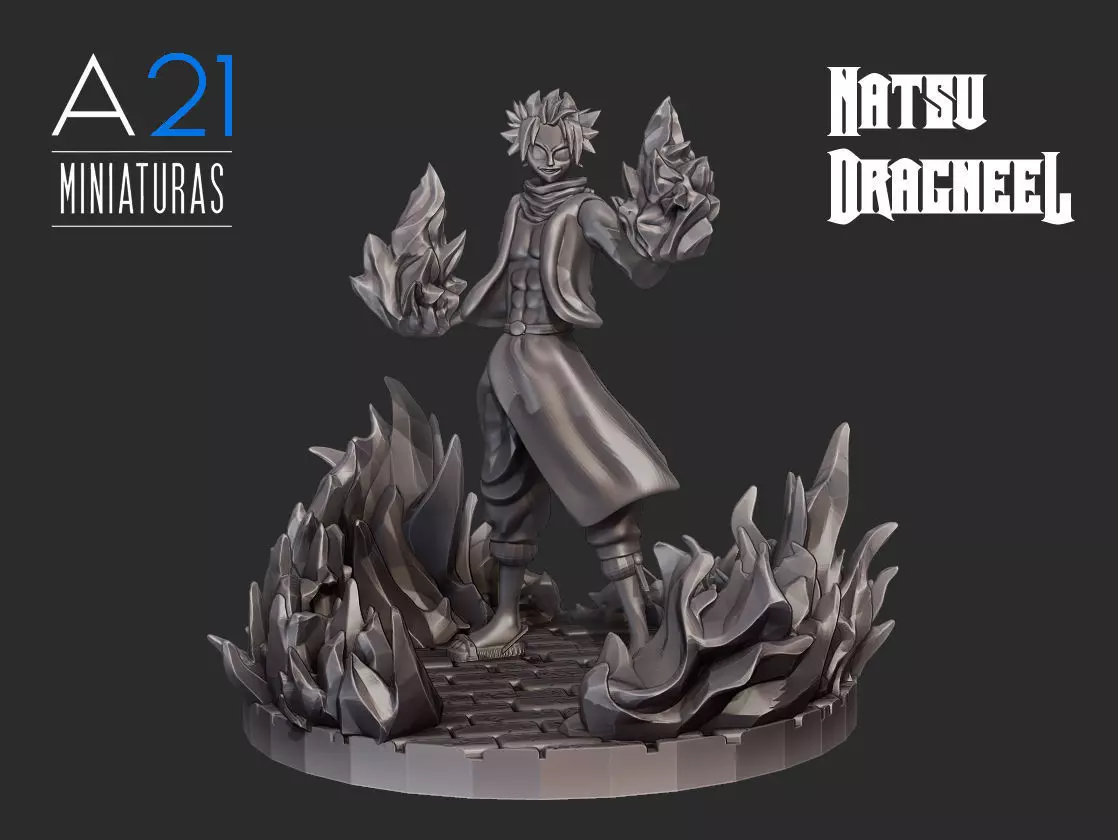 Natsu Dragneel 3D Model NOW WITH BASE 3D print model_0