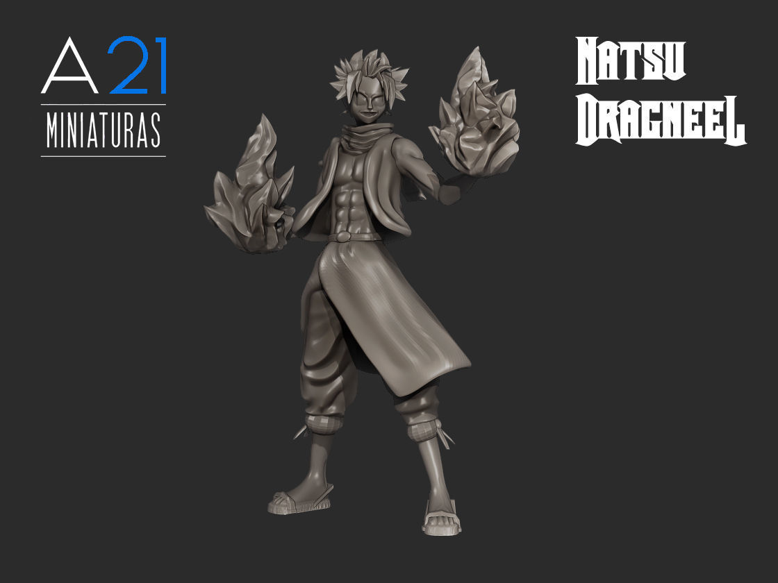 Natsu Dragneel 3D Model NOW WITH BASE 3D print model_1