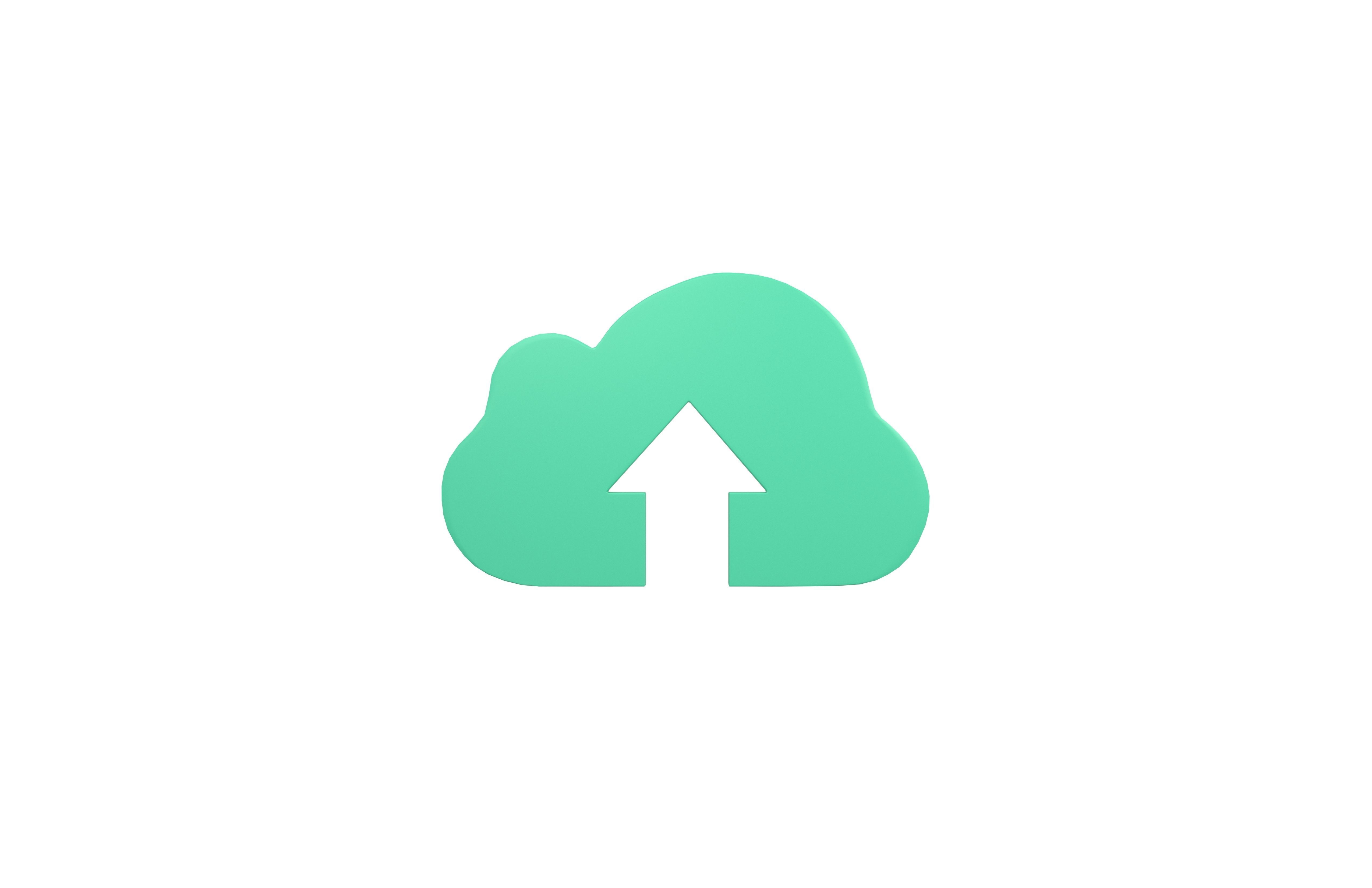 Cloud Upload Symbol v1 003 Low-poly 3D model_1