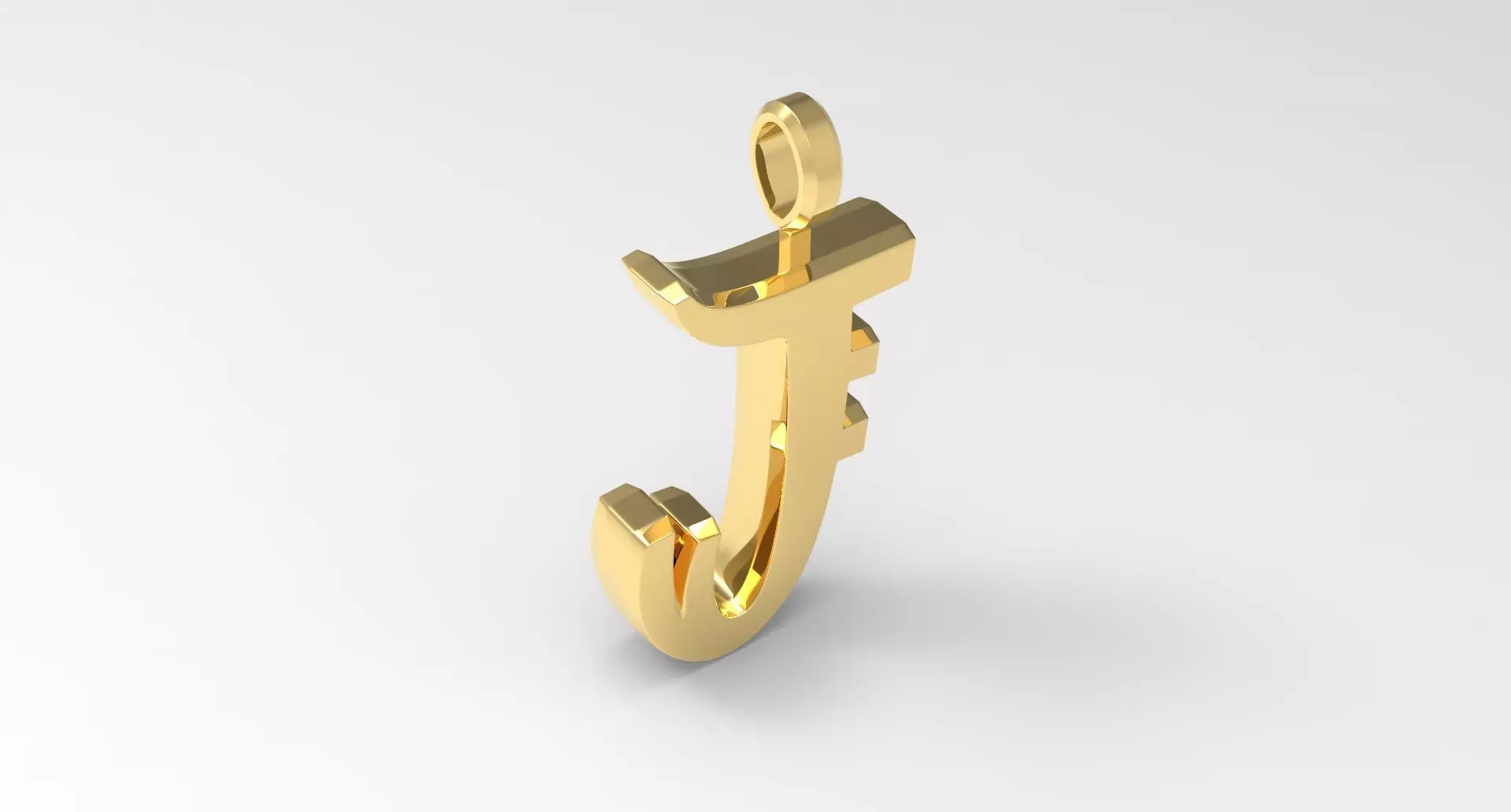 J Letter Pendant Gold 3D print model_0