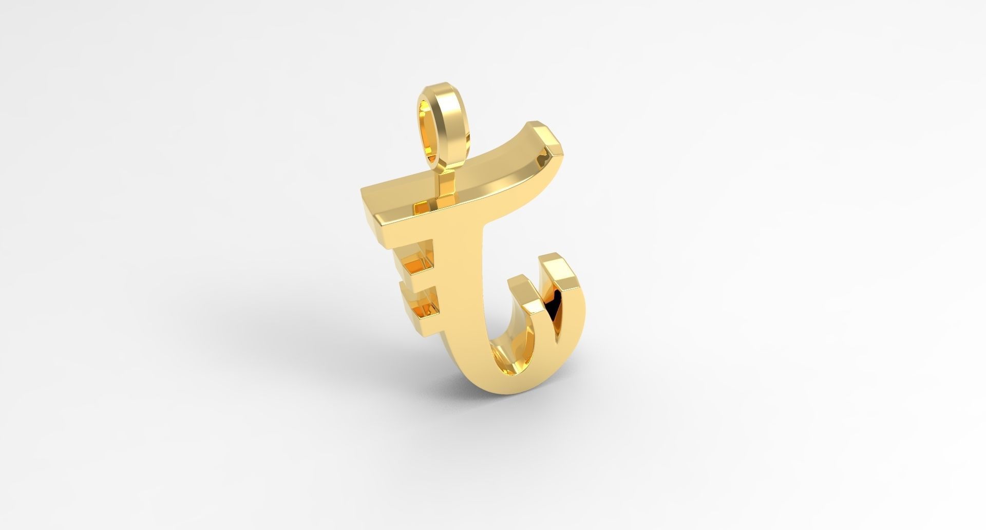 J Letter Pendant Gold 3D print model_2