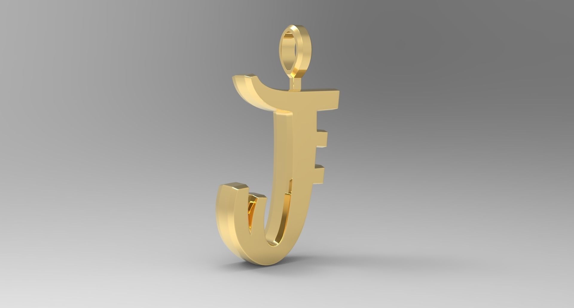 J Letter Pendant Gold 3D print model_3