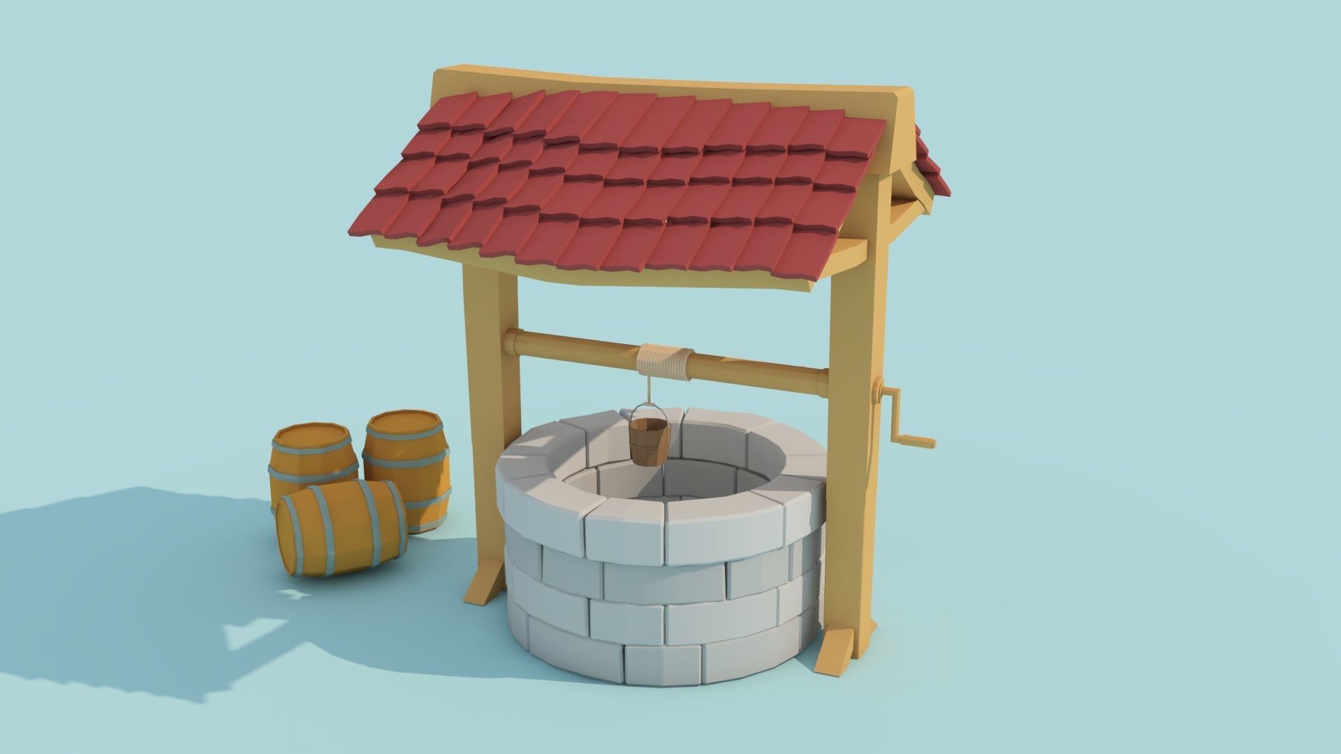 Low-poly well - Cartoon well 3d model Low-poly 3D model_4