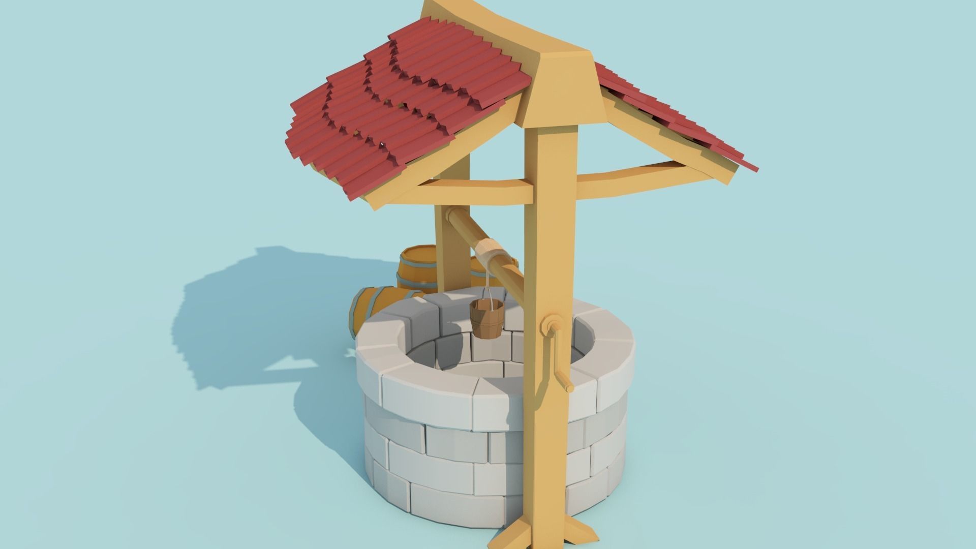 Low-poly well - Cartoon well 3d model Low-poly 3D model_5