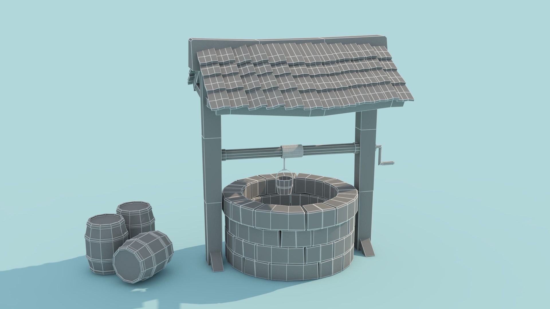 Low-poly well - Cartoon well 3d model Low-poly 3D model_7