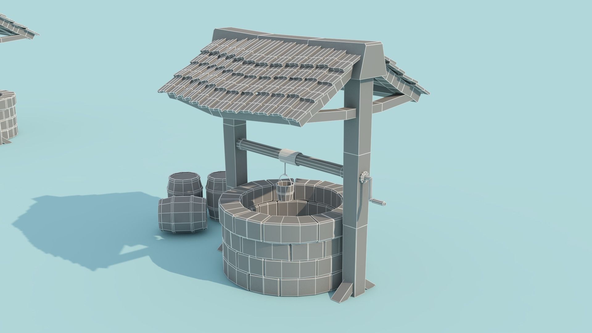 Low-poly well - Cartoon well 3d model Low-poly 3D model_2