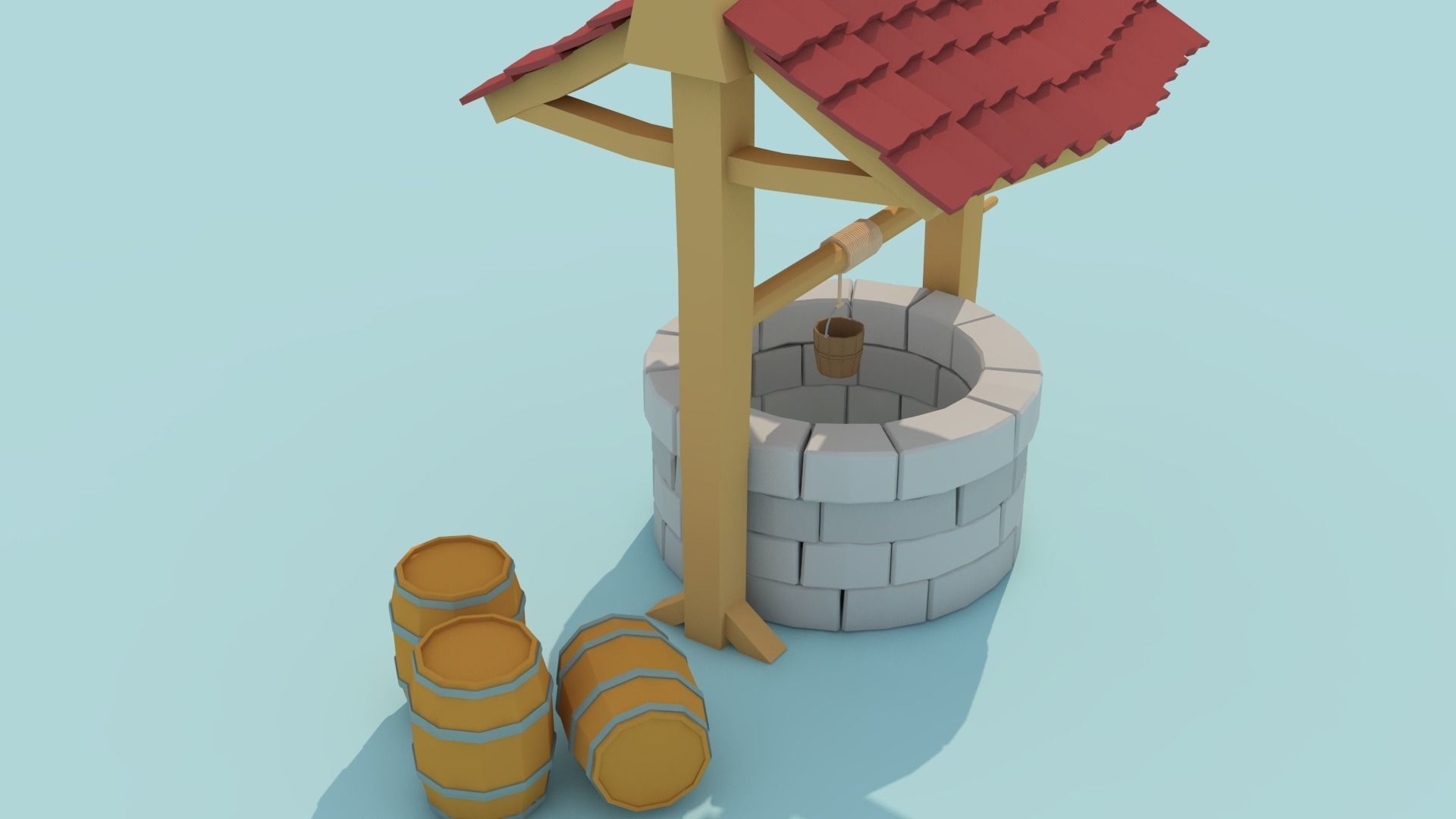 Low-poly well - Cartoon well 3d model Low-poly 3D model_6