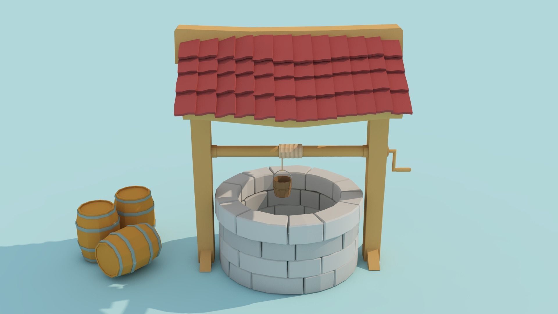 Low-poly well - Cartoon well 3d model Low-poly 3D model_8