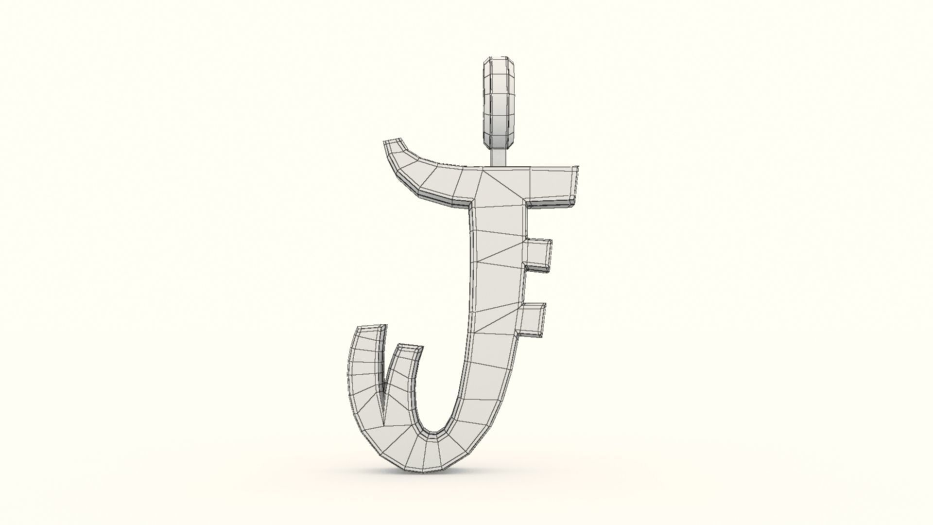 J Letter Pendant Platinum 3D print model_9