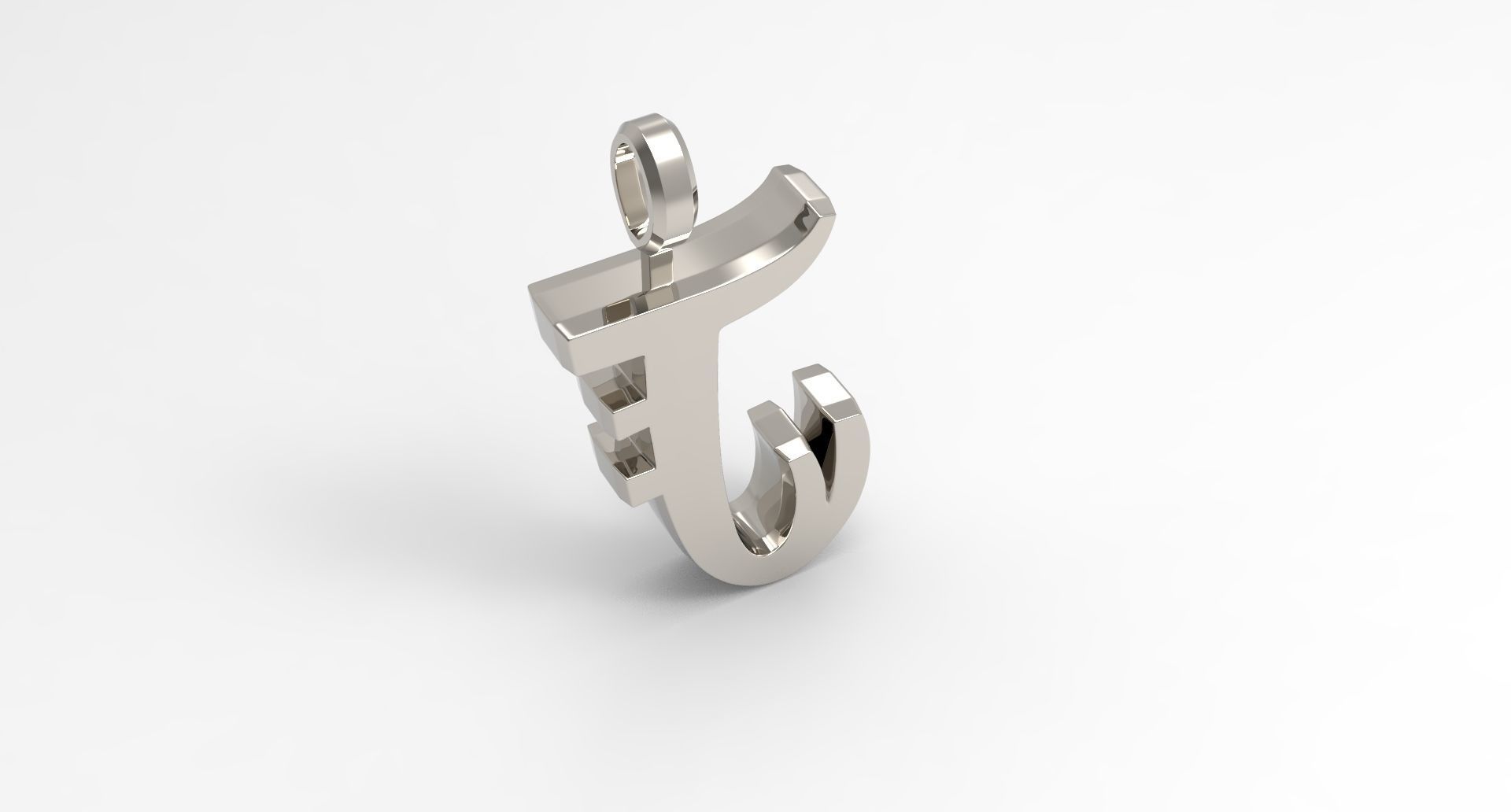 J Letter Pendant Platinum 3D print model_2
