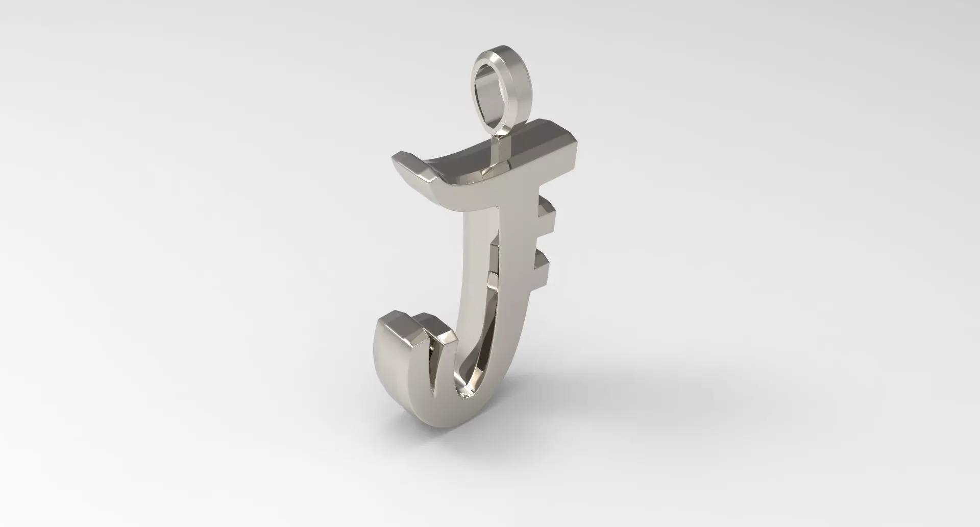 J Letter Pendant Platinum 3D print model_0