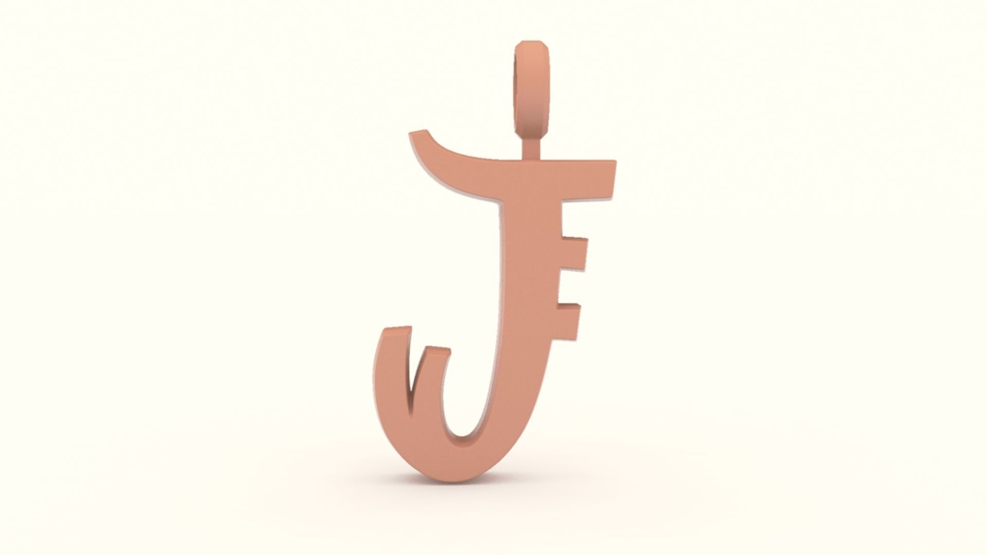 J Letter Pendant Platinum 3D print model_5