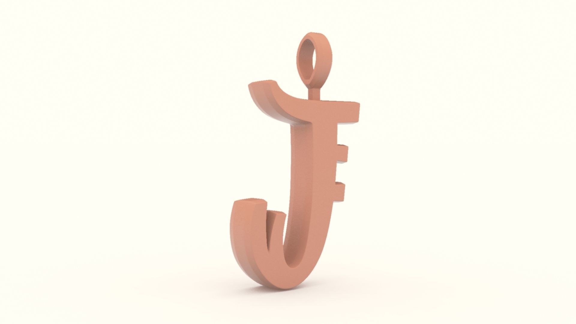 J Letter Pendant Platinum 3D print model_7
