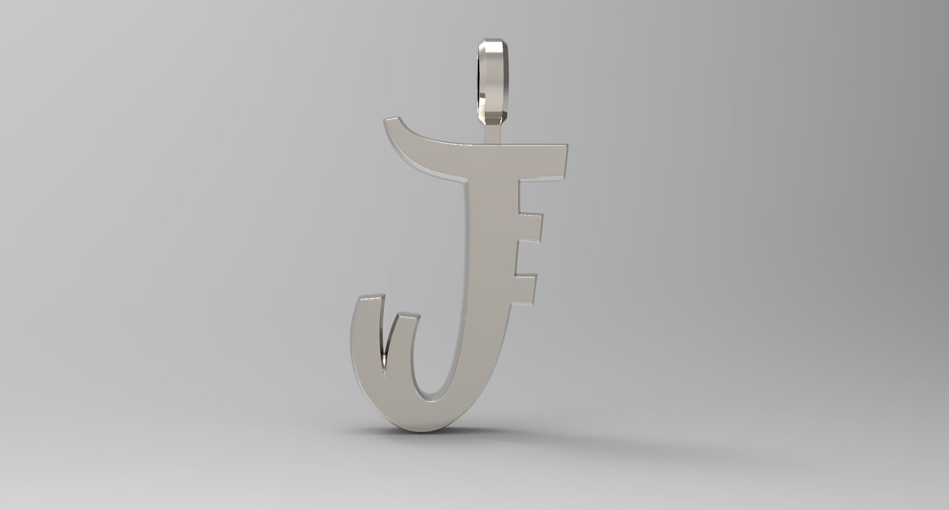 J Letter Pendant Platinum 3D print model_1